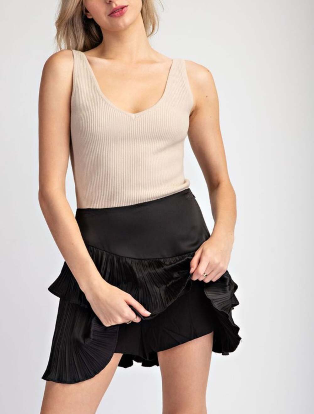 Satin Ruffle Mini Skort - Picture 2 of 5
